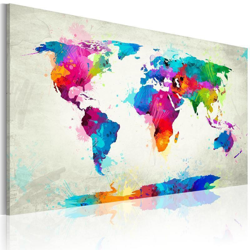 31,90 € Leinwandbild - Map of the world - an explosion of colors