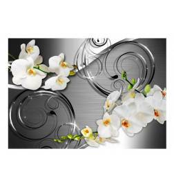 Fotomurale adesivo fiori eleganti sfondo grigio ARREDALACASA