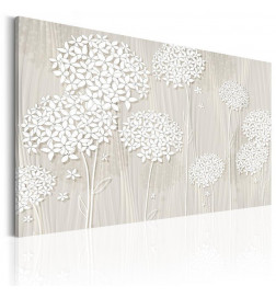 Quadro con i fiori bianchi sul legno beige - arredalacasa