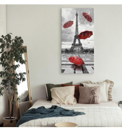 Canvas Print - Paris: Red Umbrellas