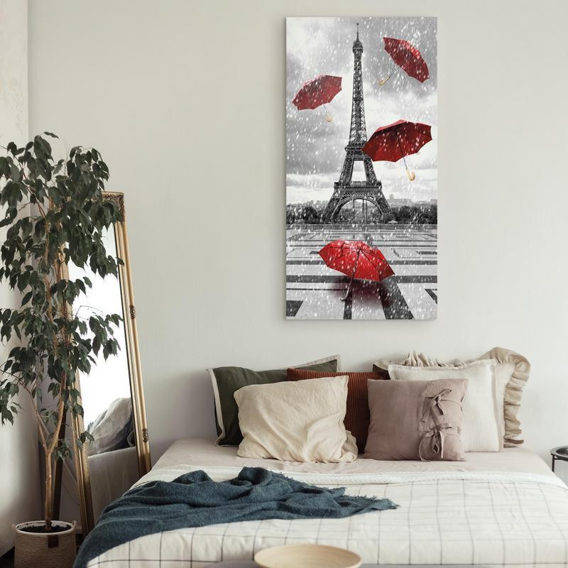 88,90 € Canvas Print - Paris: Red Umbrellas
