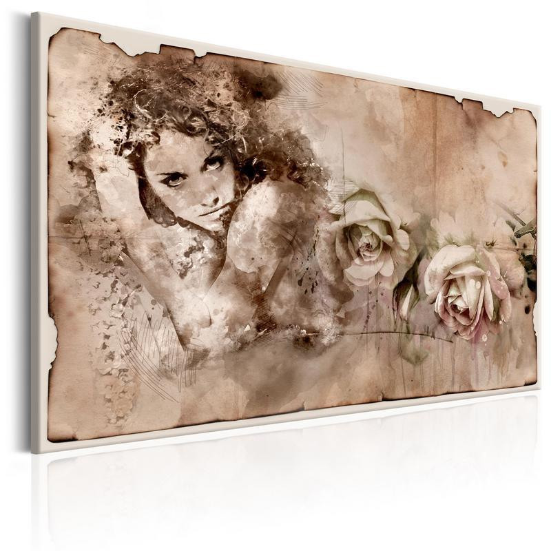 61,90 € Canvas Print - Retro Style: Woman and Roses