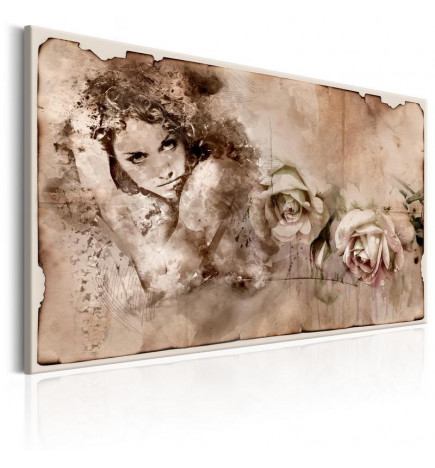 61,90 € Leinwandbild - Retro Style: Woman and Roses