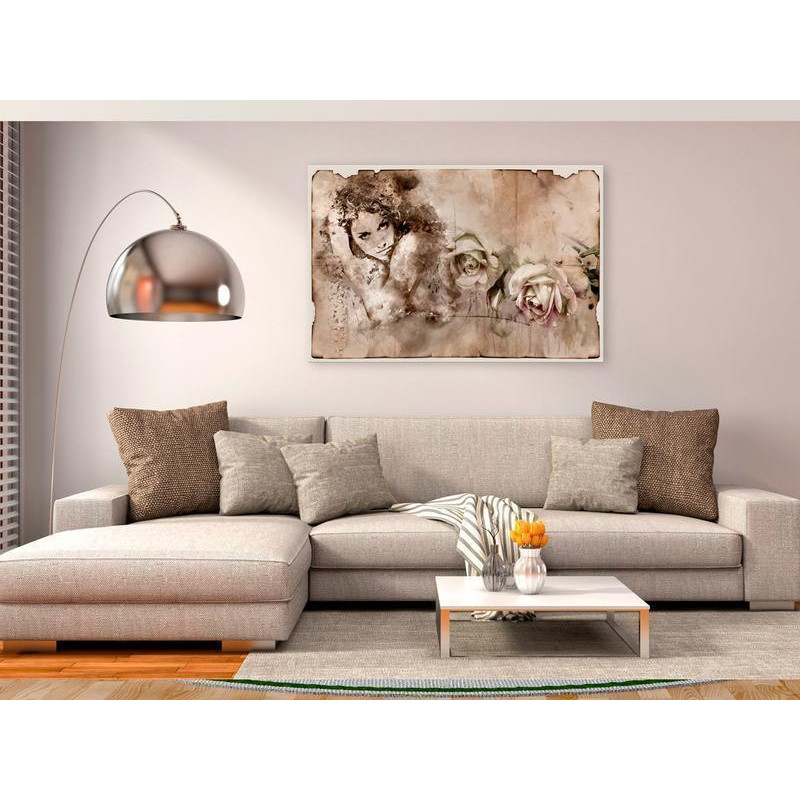 61,90 € Canvas Print - Retro Style: Woman and Roses