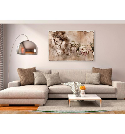 Canvas Print - Retro Style: Woman and Roses