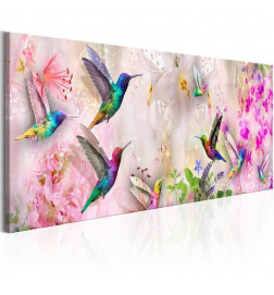 Schilderij - Colourful Hummingbirds (1 Part) Narrow