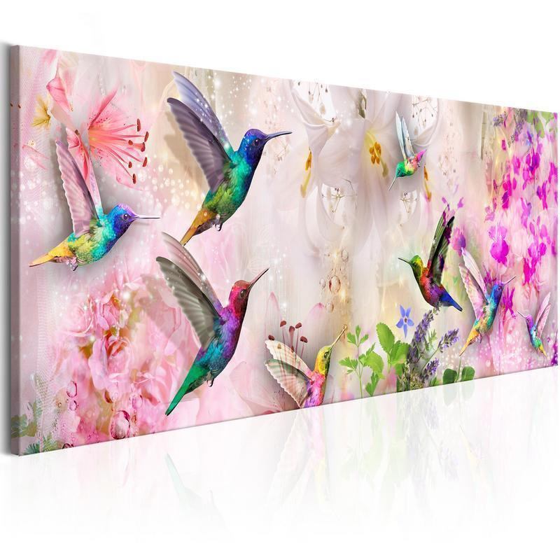82,90 € Canvas Print - Colourful Hummingbirds (1 Part) Narrow