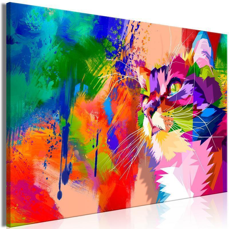 31,90 € Canvas Print - Colourful Cat (1 Part) Wide
