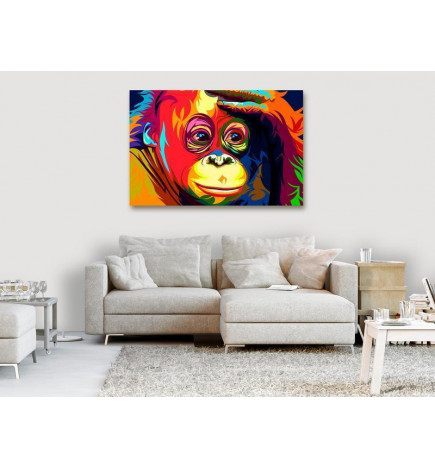Schilderij - Colourful Orangutan (1 Part) Wide