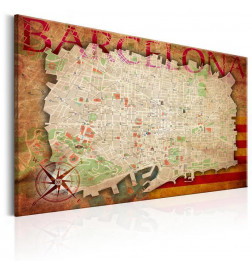 68,00 € Afbeelding op kurk - Map of Barcelona