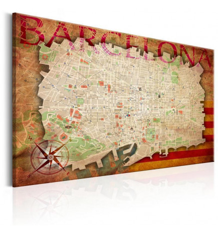 Tabla iz plute - Map of Barcelona