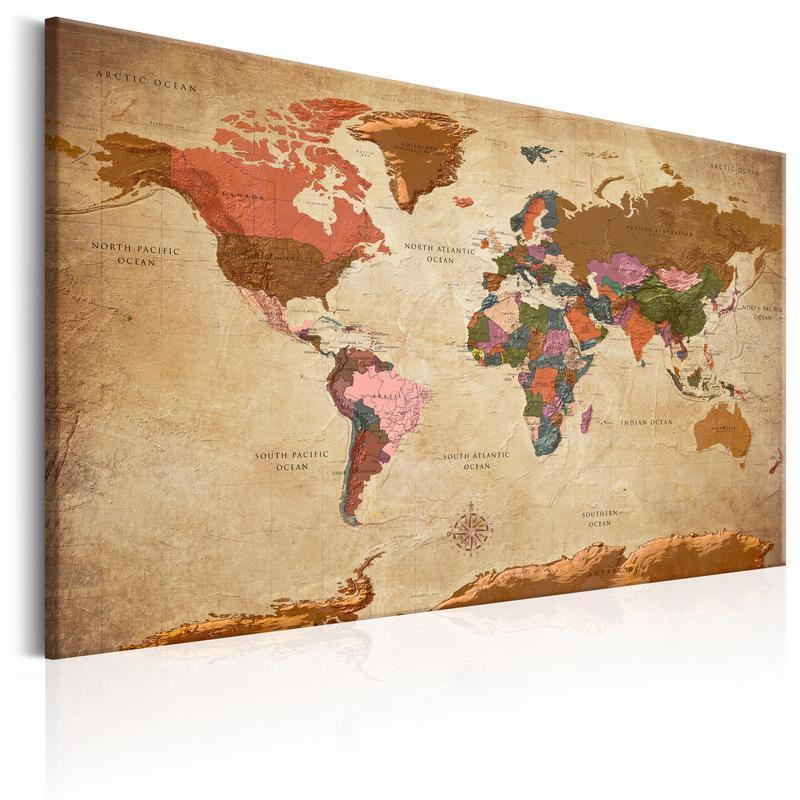 76,00 € Afbeelding op kurk - World Map: Brown Elegance