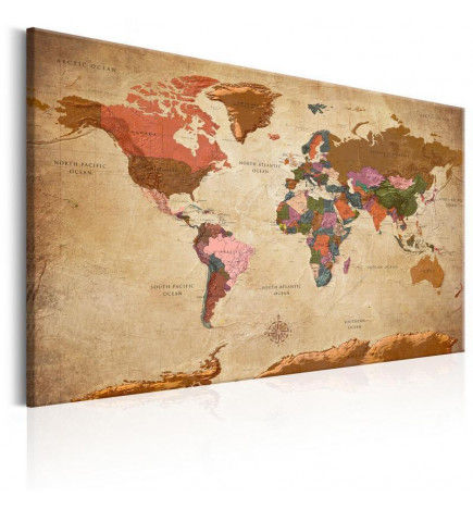 Tablou din plută - World Map: Brown Elegance