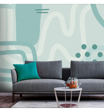 Fototapeet - Geometric forms and patterns - abstract background with turquoise patterns