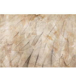 Carta da parati - Birds wings - minimalist close-up on beige feathers with pattern