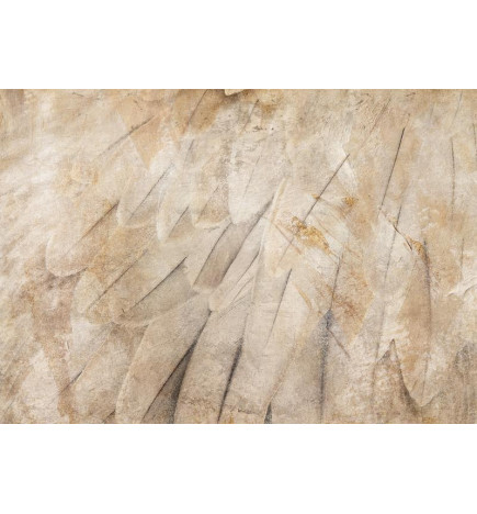 34,00 € Fotobehang - Birds wings - minimalist close-up on beige feathers with pattern