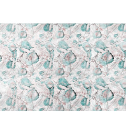 Fotomural - Autumn souvenirs - floral pattern with turquoise leaves