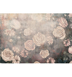 Wall Mural - Misty nature - orange flowers on a non-uniformly textured background