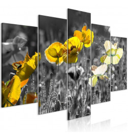 Schilderij - Yellow Poppies (5 Parts) Wide