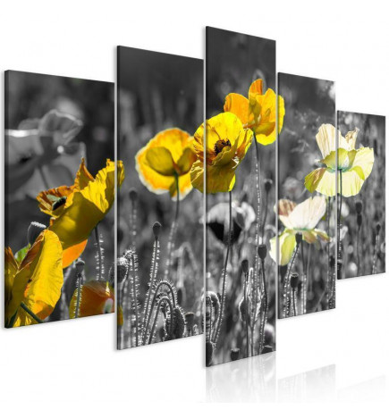 Canvas Print - Yellow Poppies (5 Parts) Wide