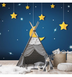 Papier peint - Skyline - night sky landscape with stars and moon for children