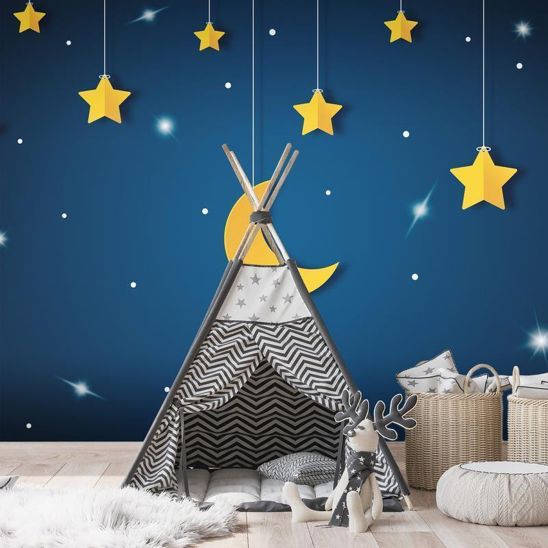 34,00 €Papier peint - Skyline - night sky landscape with stars and moon for children