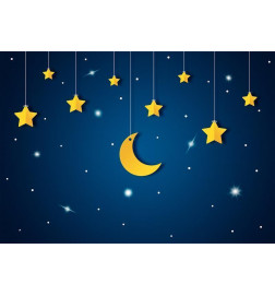 Fototapetti - Skyline - night sky landscape with stars and moon for children