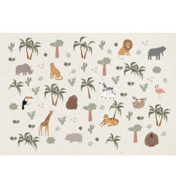 Fototapetas - African Composition - Animals for the Childrens Room on a Paper Background