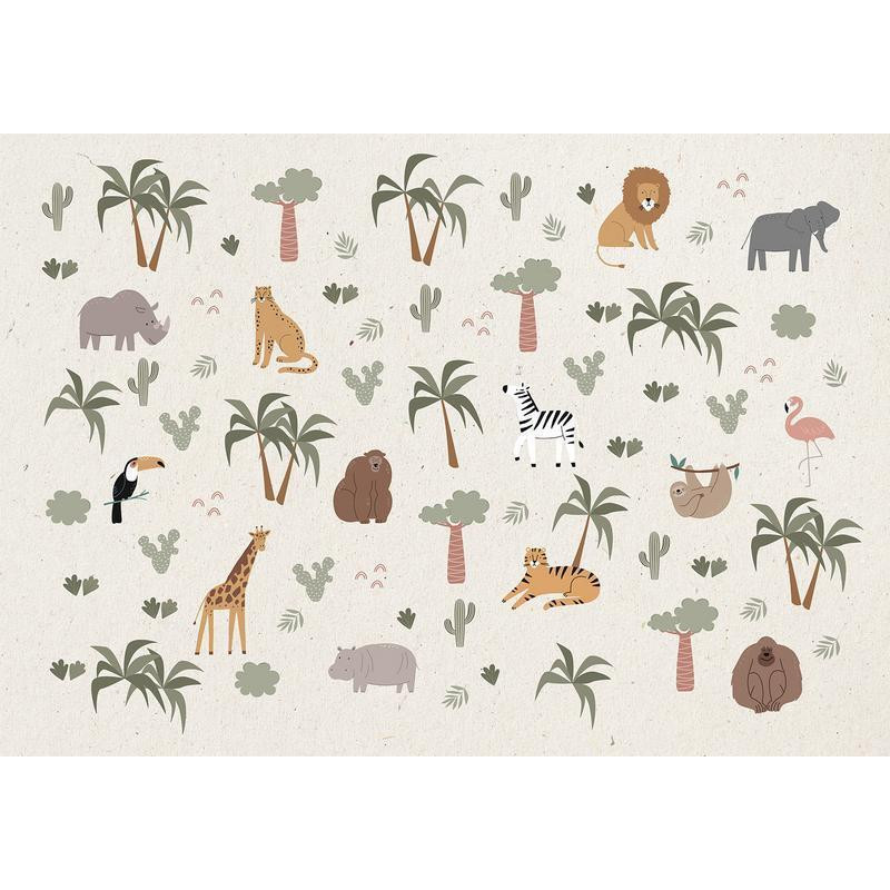 34,00 €Mural de parede - African Composition - Animals for the Childrens Room on a Paper Background