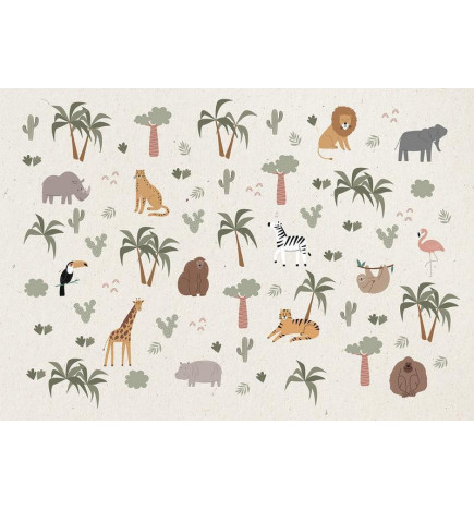 Fototapeta - African Composition - Animals for the Childrens Room on a Paper Background