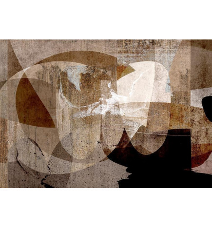 Wall Mural - Geometric abstraction with shapes - composition in brown colours