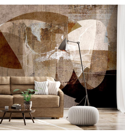 Mural de parede - Geometric abstraction with shapes - composition in brown colours