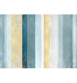 Foto tapete - Striped pattern - abstract background in stripes in blue tones with gold pattern