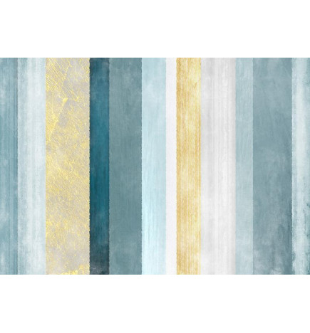 Fotobehang - Striped pattern - abstract background in stripes in blue tones with gold pattern