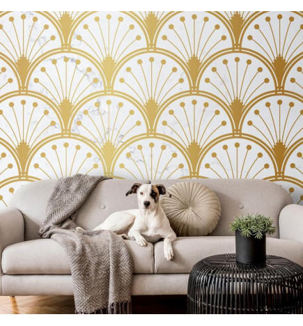 Mural de parede - Gold and Marble Art Deco-inspired Pattern