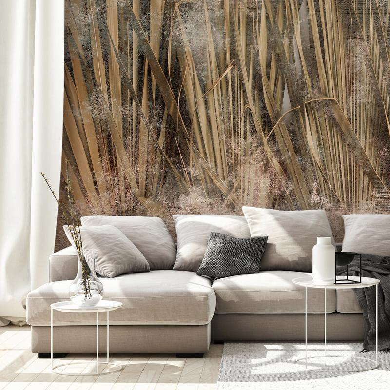 34,00 € Fotobehang - Dry leaves - landscape of tall grasses in boho style with paint patterns