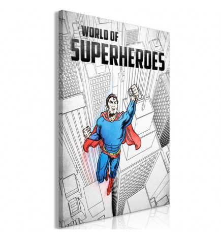 Canvas Print - World of Superheroes (1 Part) Vertical