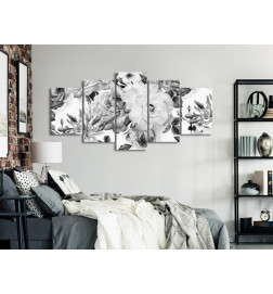 Canvas Print - Rose Composition (5 Parts) Wide Black and White