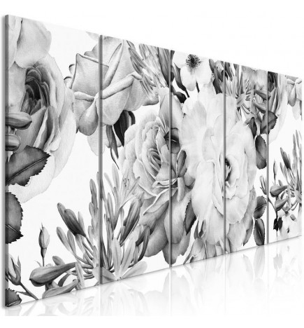Quadro con le rose in bianco e nero - 5 quadri
