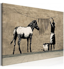 Schilderij - Banksy: Washing Zebra on Concrete (1 Part) Wide