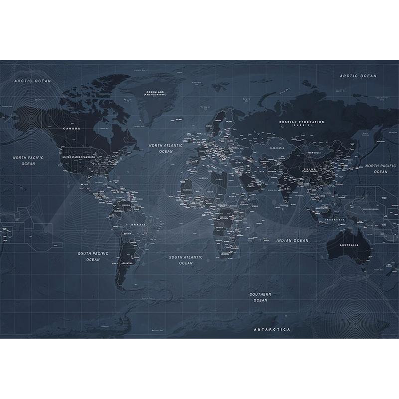 34,00 € Fototapetti - World map in blue - continents with inscriptions in English