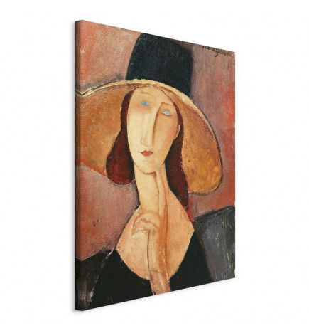 Canvas Print - Portrait of Jeanne Hebuterne in a Large Hat