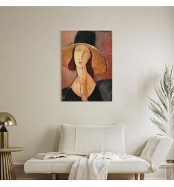 Canvas Print - Portrait of Jeanne Hebuterne in a Large Hat