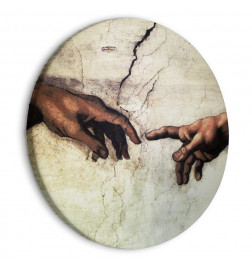 Quadro rotondo - The Creation of Adam - hands from a fresco by Michelangelo