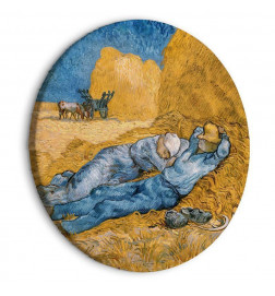 Apvalus paveikslas ant drobės - Noon: Rest from Work (Vincent Van Gogh)