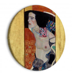 Apvalus paveikslas ant drobės - Judith II, Gustav Klimt - Abstract Portrait of a Half-Naked Woman