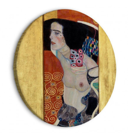 Pyöreä taulu - Judith II, Gustav Klimt - Abstract Portrait of a Half-Naked Woman