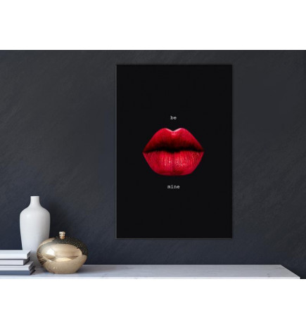 Canvas Print - Red Lips (1-part) - Black Background with English Text