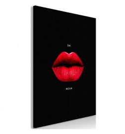 Canvas Print - Red Lips (1-part) - Black Background with English Text