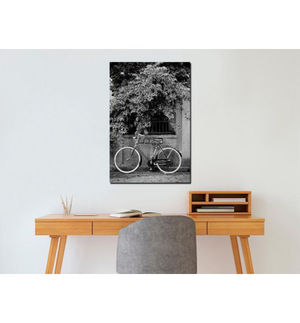 Schilderij - Bicycle and Flowers (1 Part) Vertical